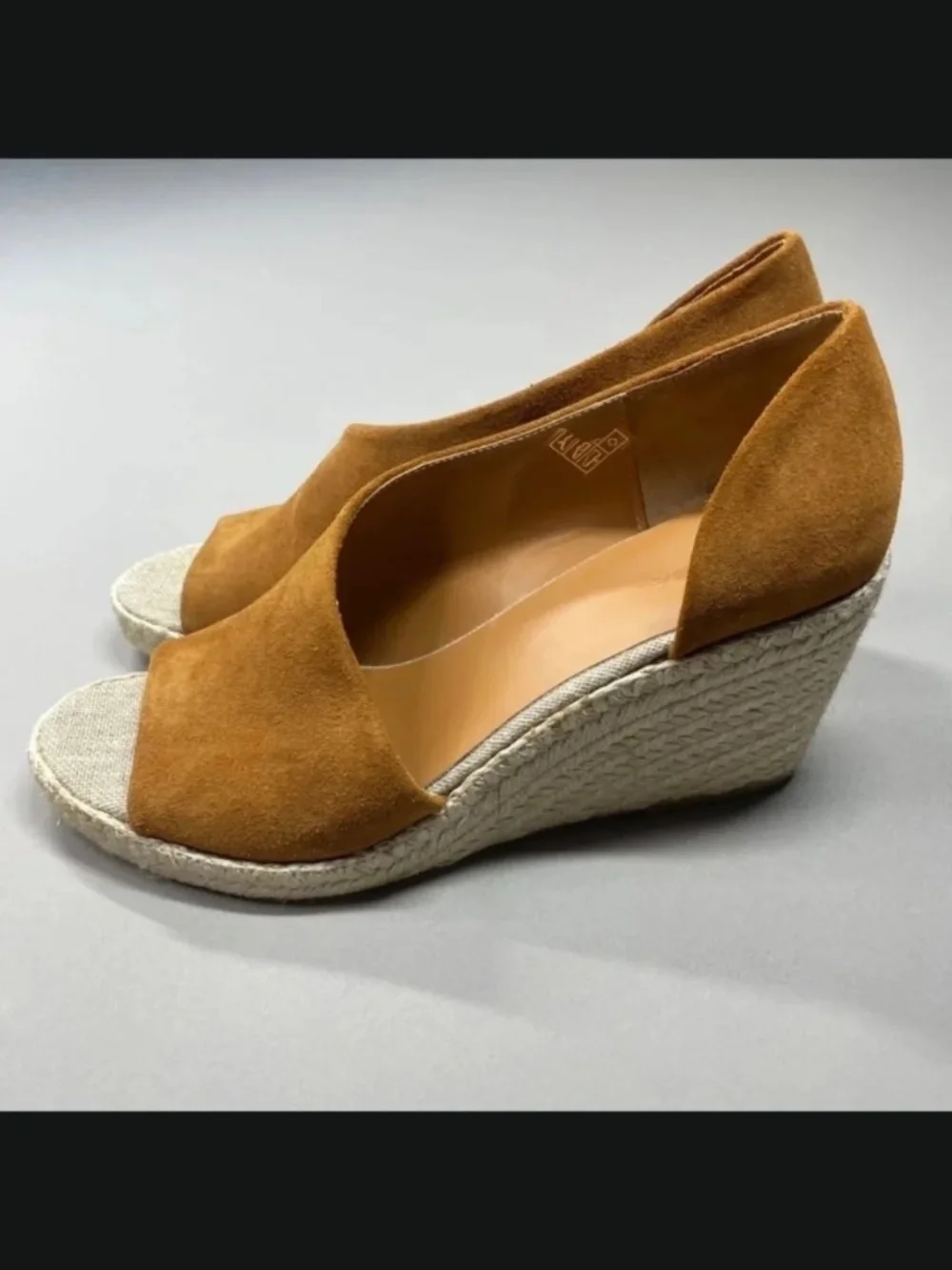 NEW Vince Wedge Heels Womens 10 brown suede leather jute Sonora designer